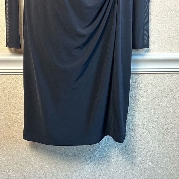 Chico’s Women’s Black Knee Length Dress Sheer Sleeves Ruched Side Size 0 - Picture 4 of 11